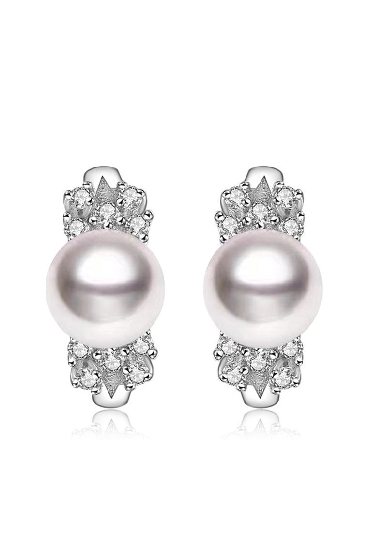 Beads Sterling Silver Zircon Stud Earrings