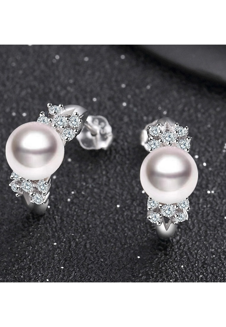 Beads Sterling Silver Zircon Stud Earrings