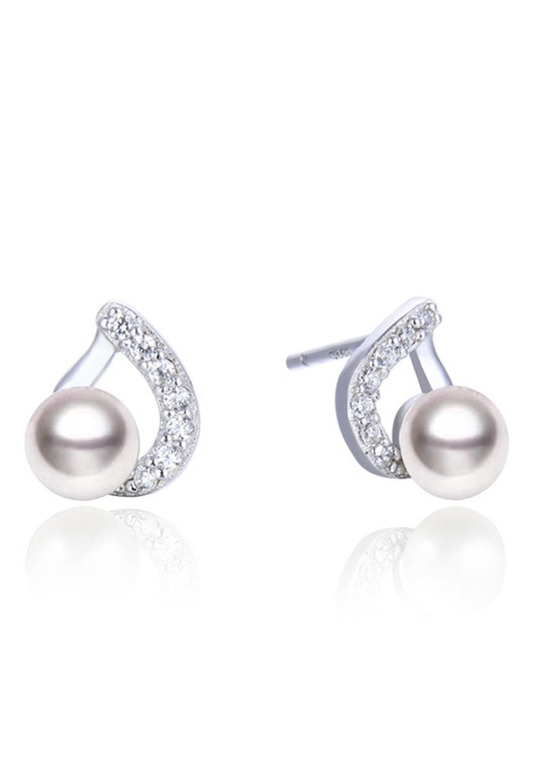 Zircon Beads Sterling Silver Stud Earrings