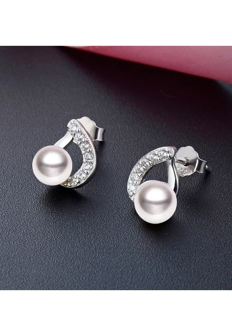 Zircon Beads Sterling Silver Stud Earrings