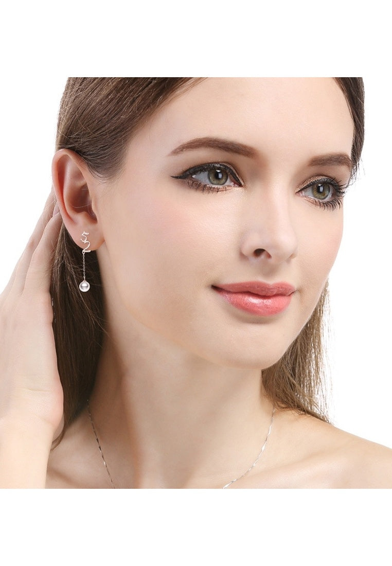 Sterling Silver Micro-Set Pearl Drop Earrings