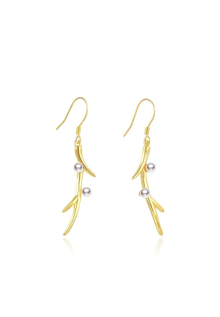 Sterling Silver Flower Pearl Earrings