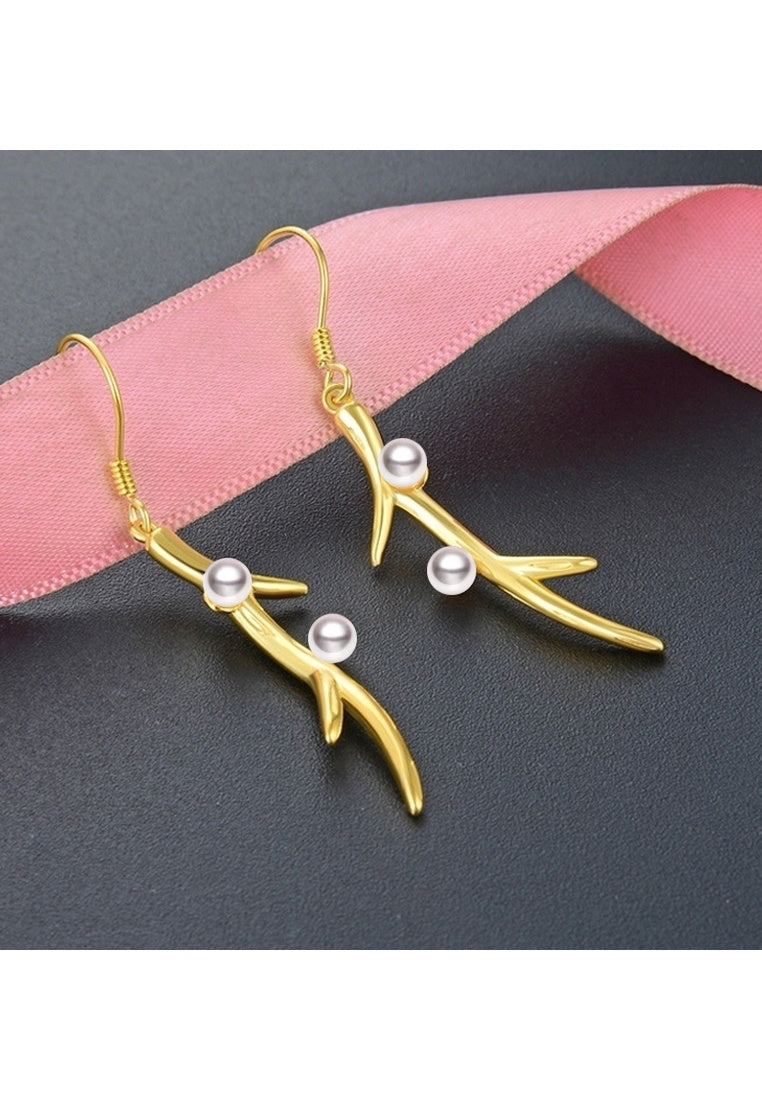 Sterling Silver Flower Pearl Earrings