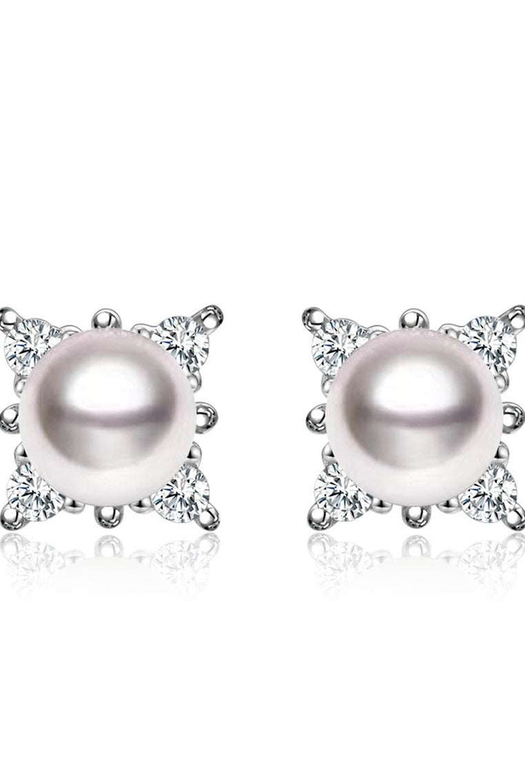 Sterling Silver Zircon Stud Earrings