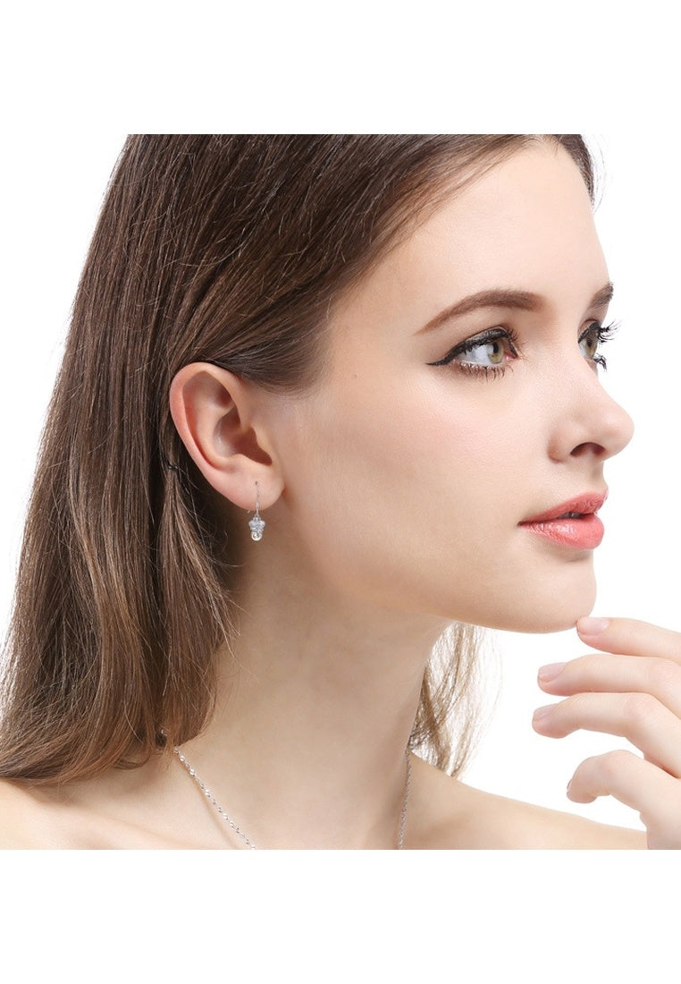 Sterling Silver Crown Pearl Drop Earrings