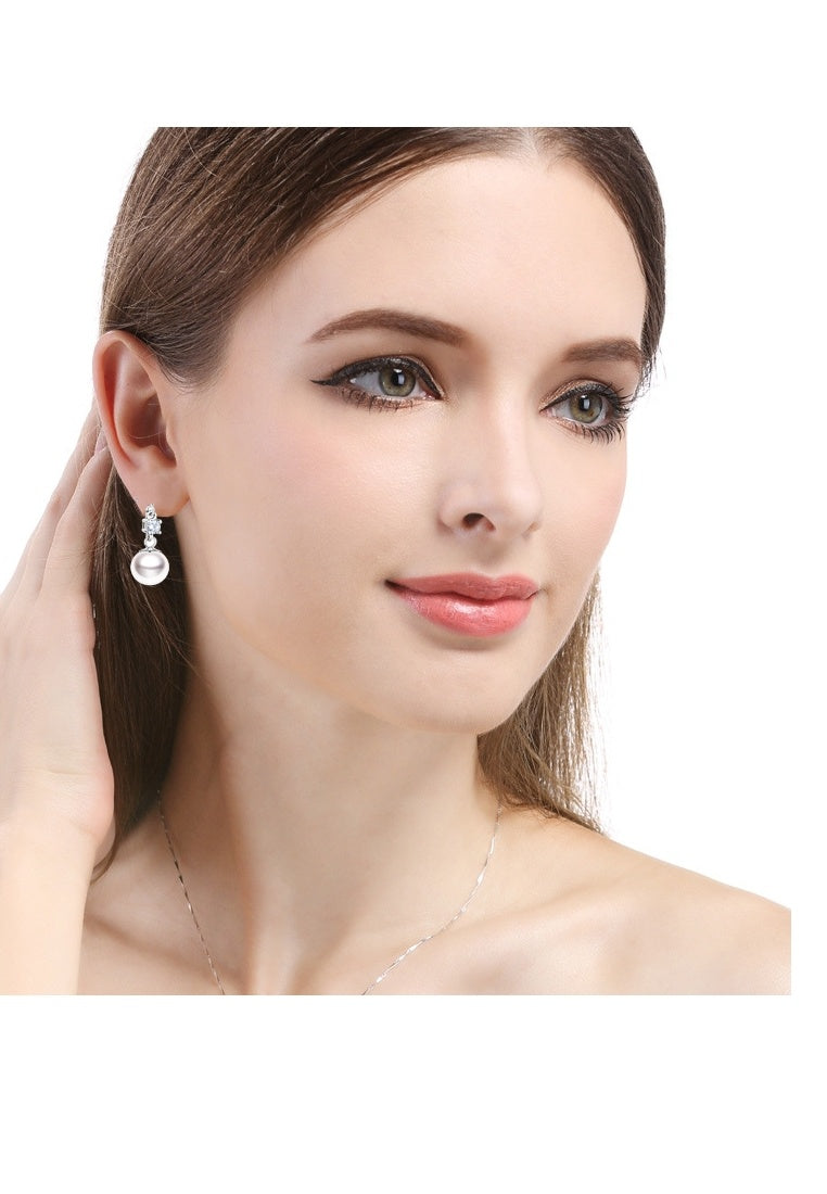 Sterling Silver Baroque Diamond Zircon Stud Earrings