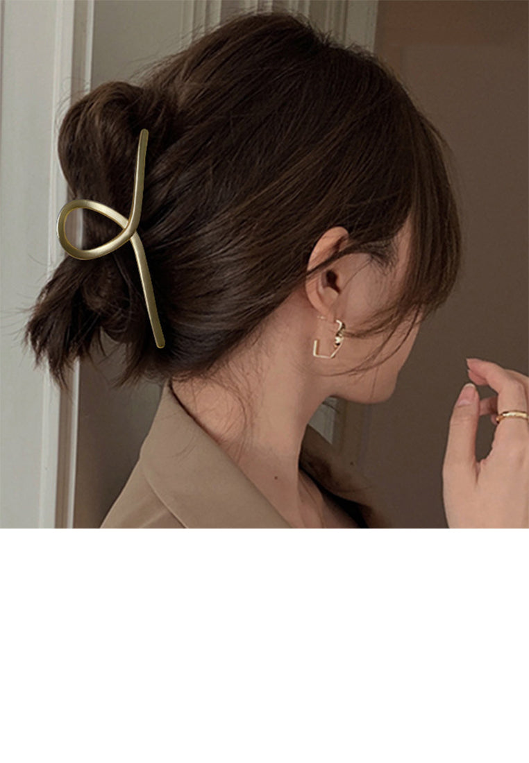 Simple And Personalized Gold Plated Geometric Hair Claw