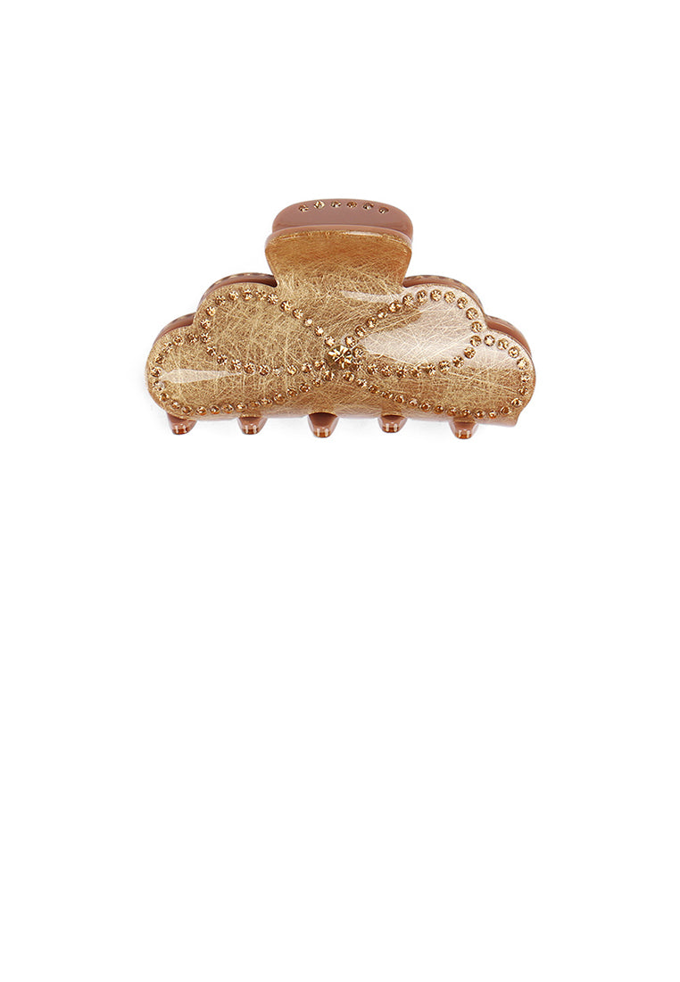 Fashion Temperament Golden Ribbon Hair Claw With Cubic Zirconia - Elegant Hairpiece - Luxurious Look