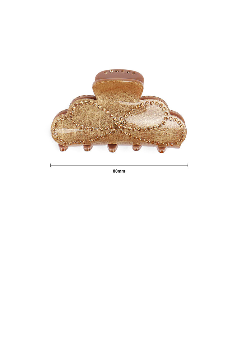 Fashion Temperament Golden Ribbon Hair Claw With Cubic Zirconia - Elegant Hairpiece - Luxurious Look