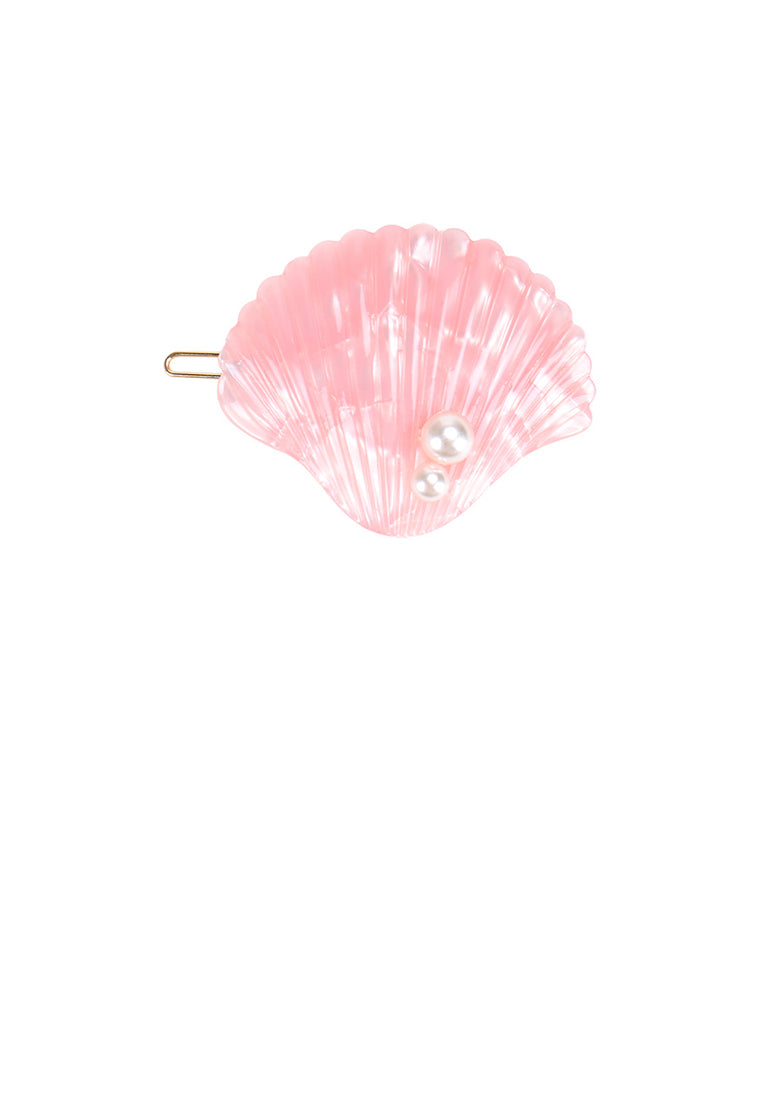 Simple And Sweet Pink Shell Imitation Pearl Hair Clip - Luxurious Look - Vibrant Color