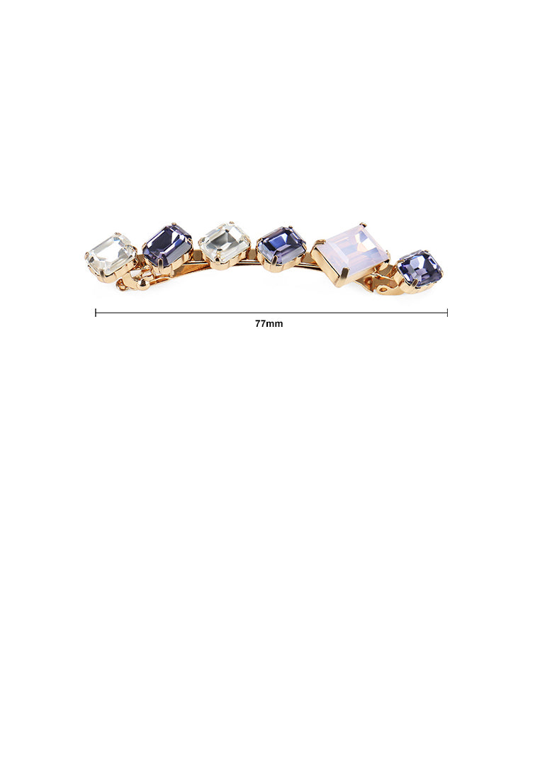 Simple Fashion Plated Gold Geometric Square Purple Cubic Zirconia Hair Clip - Luxurious Look