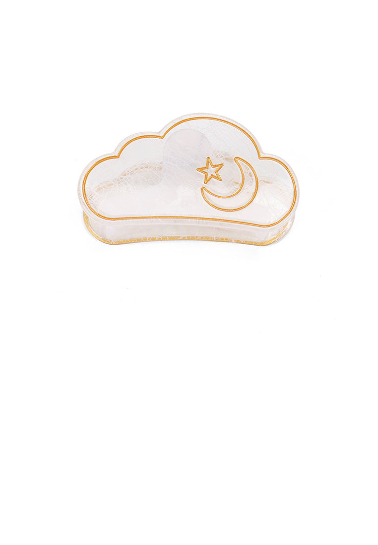 Fashion Creative Star And Moon Transparent White Cloud Shape Hair Claw - Elegant Hairpiece