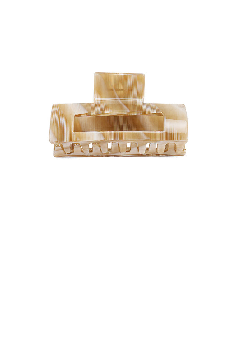 Simple Fashion Striped Beige Geometric Hair Claw - Elegant Hairpiece