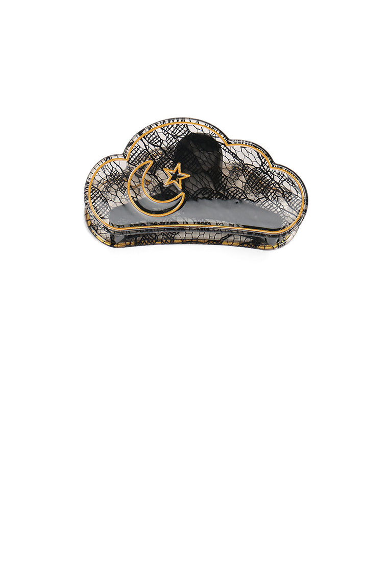 Fashion Creative Star And Moon Transparent Black Cloud Shape Hair Claw - Elegant Hairpiece