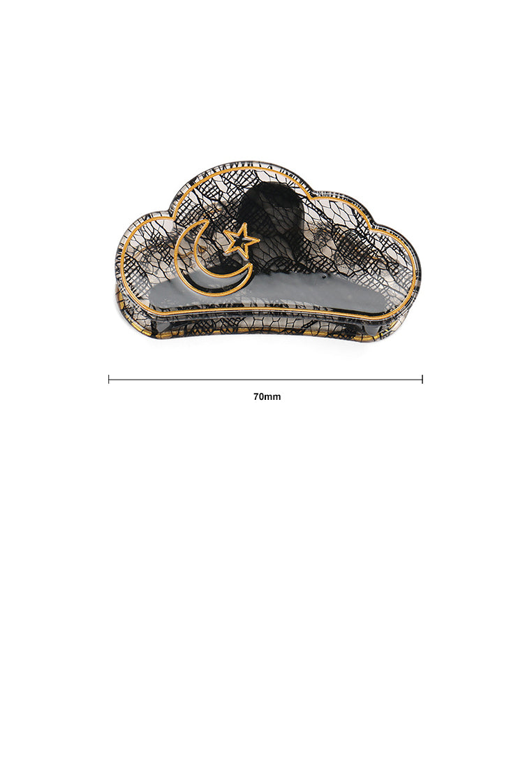 Fashion Creative Star And Moon Transparent Black Cloud Shape Hair Claw - Elegant Hairpiece