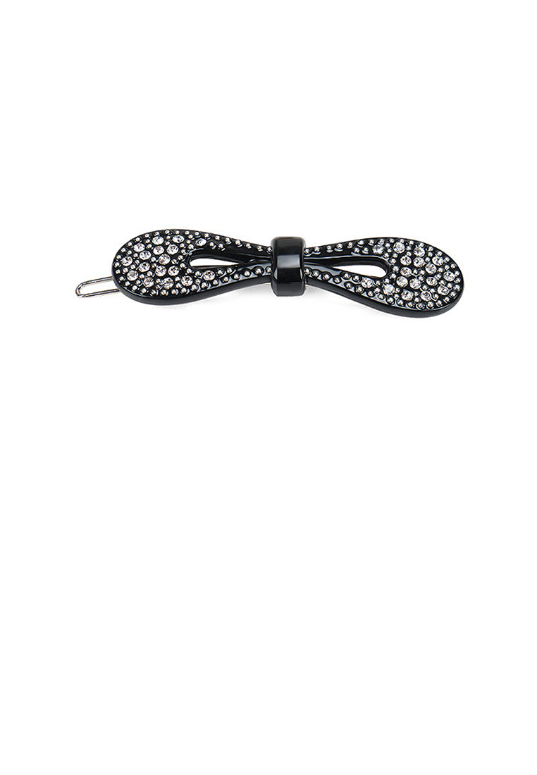 Fashion Simple Ribbon Black Hair Clip With Cubic Zirconia - Luxurious Look