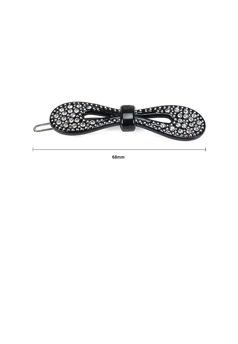 Fashion Simple Ribbon Black Hair Clip With Cubic Zirconia - Luxurious Look