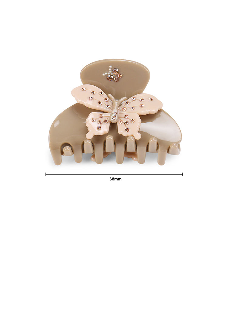 Fashion And Elegant Gray Butterfly Hair Claw With Cubic Zirconia - Elegant Hairpiece - Luxurious Look