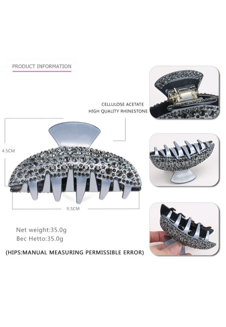 Simple And Fashion Geometric Gray Hair Claw With Gray Cubic Zirconia - Elegant Hairpiece - Luxurious Look