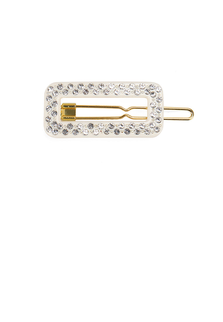 Fashion And Simple Beige Hollow Geometric Hair Clip With Cubic Zirconia - Luxurious Look