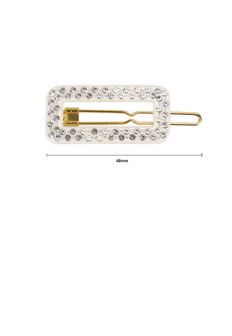 Fashion And Simple Beige Hollow Geometric Hair Clip With Cubic Zirconia - Luxurious Look
