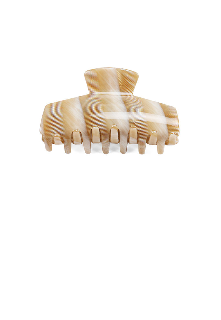 Fashion High-End Beige Striped Geometric Hair Claw - Elegant Hairpiece