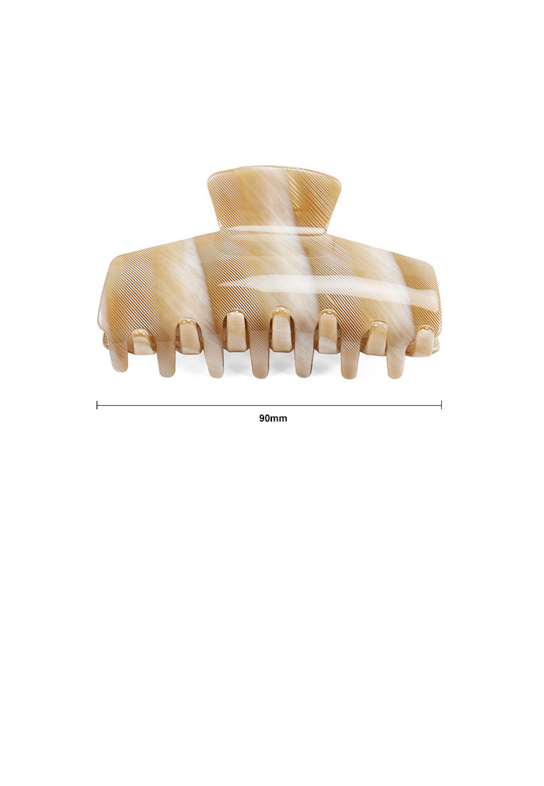 Fashion High-End Beige Striped Geometric Hair Claw - Elegant Hairpiece