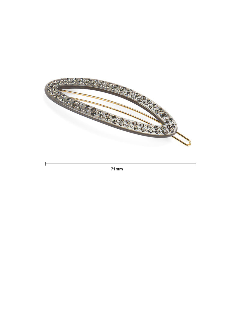 Simple And Fashion Grey Hollow Geometric Hair Clip With Cubic Zirconia - Luxurious Look
