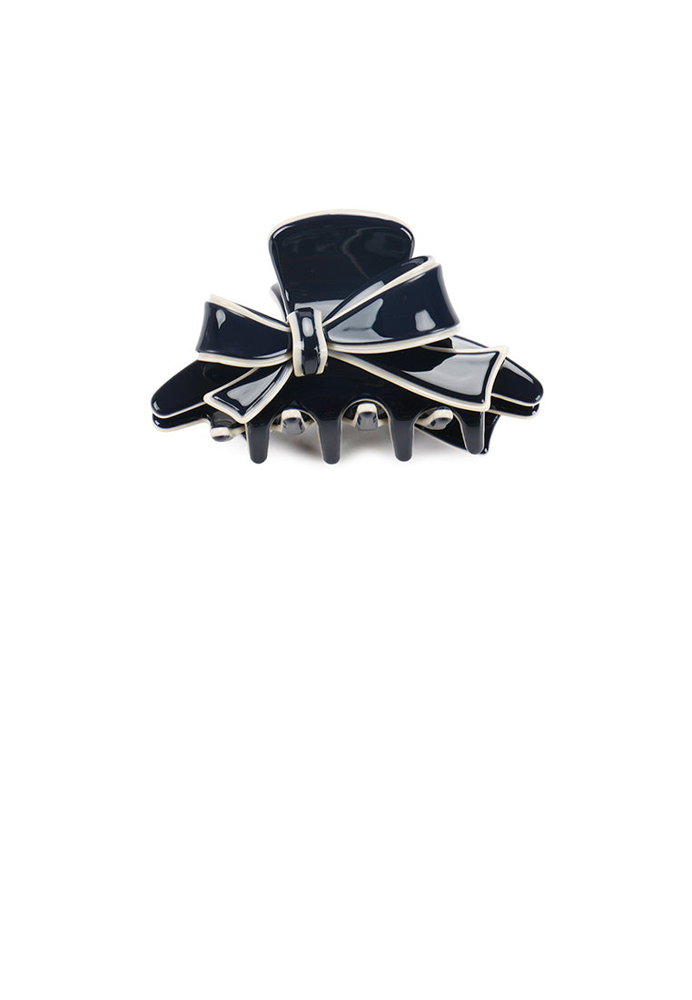 Fashion And Elegant Beige Side Ribbon Blue Small Hair Claw - Elegant Hairpiece