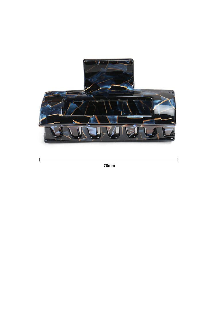 Simple Fashion Blue Black Pattern Geometric Hair Claw - Elegant Hairpiece