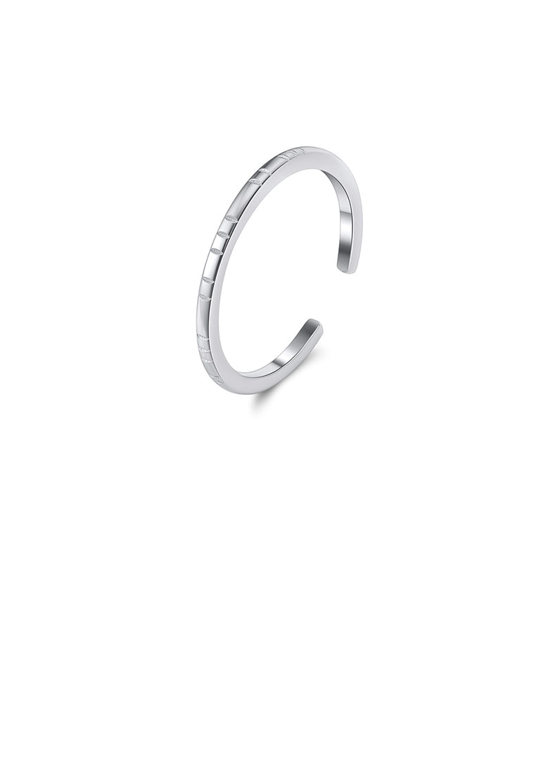 925 Sterling Silver Simple And Fashion Line Pattern Geometric Adjustable Open Ring