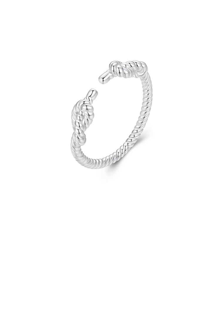 925 Sterling Silver Simple Personalized Rope Twist Geometric Adjustable Open Ring