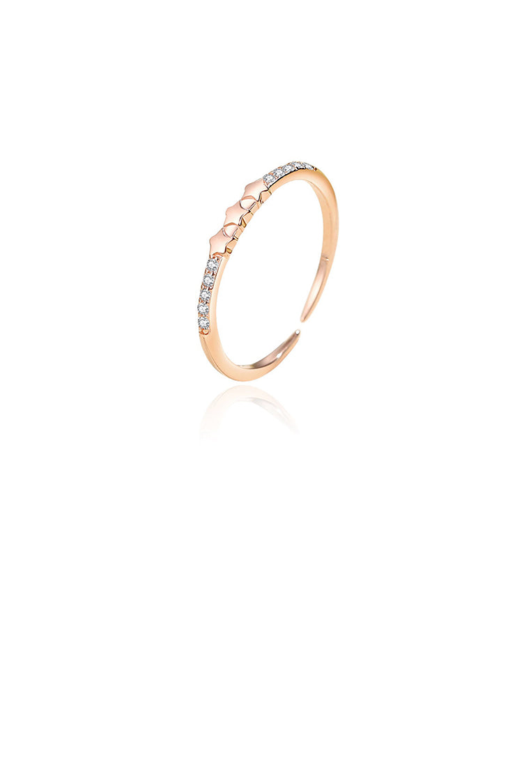 925 Sterling Silver Plated Rose Gold Simple Fashion Star Geometric Adjustable Open Ring With Cubic Zirconia - Luxurious Look