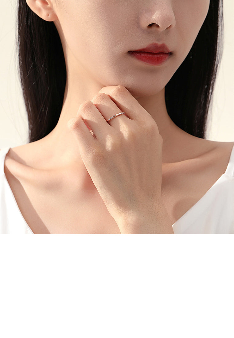 925 Sterling Silver Plated Rose Gold Simple Fashion Star Geometric Adjustable Open Ring With Cubic Zirconia - Luxurious Look