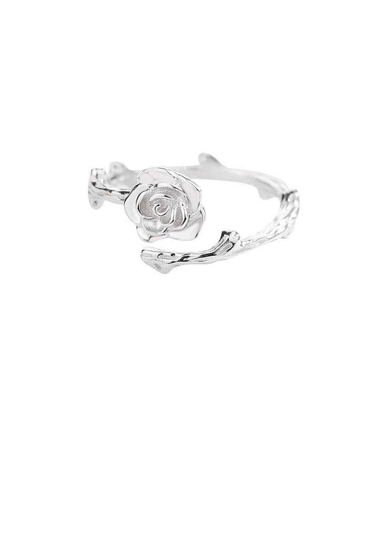 925 Sterling Silver Simple Fashion Rose Adjustable Open Ring