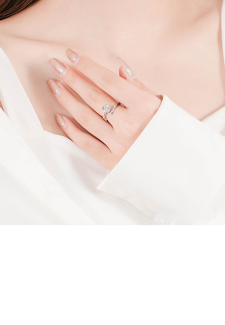 925 Sterling Silver Simple Fashion Rose Adjustable Open Ring