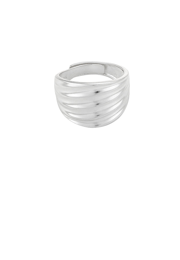 925 Sterling Silver Simple and Personalized Multi-layered Wave Geometric Adjustable Ring