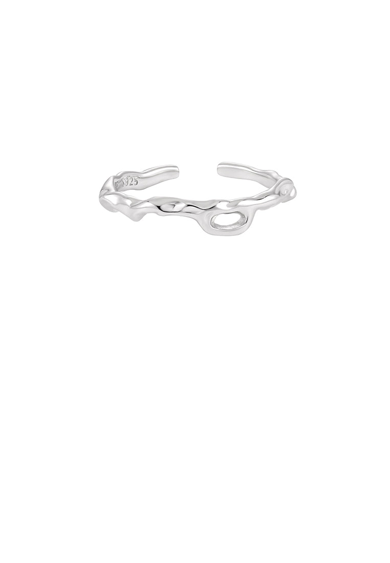 925 Sterling Silver Simple and Personalized Irregular Geometry Adjustable Open Ring