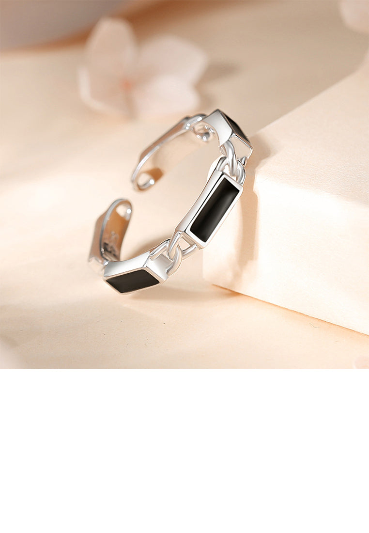 925 Sterling Silver Simple and Personalized Geometric Adjustable Open Ring