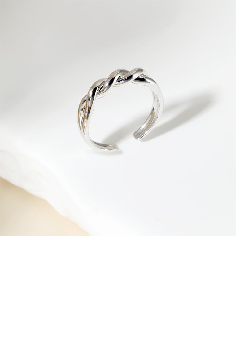 925 Sterling Silver Fashion Personalized Twist Geometric Adjustable Open Ring