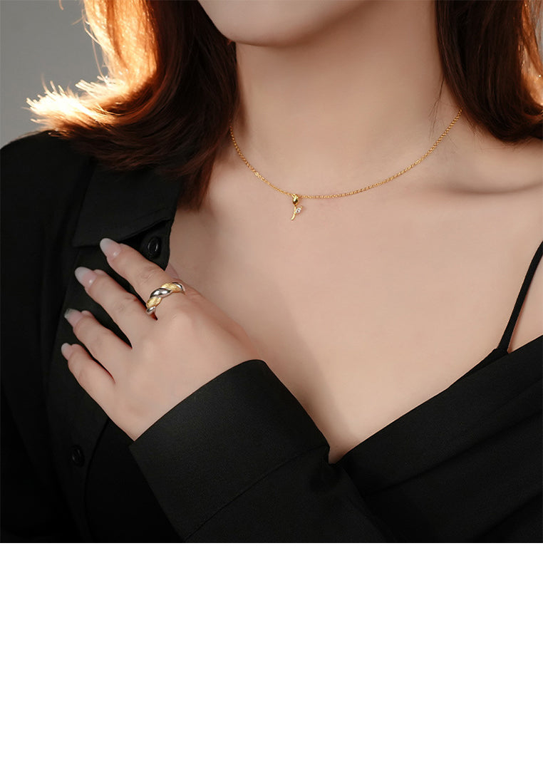 925 Sterling Silver Plated Gold Fashion and Personalized Two-color Twist Geometric Adjustable Open Ring