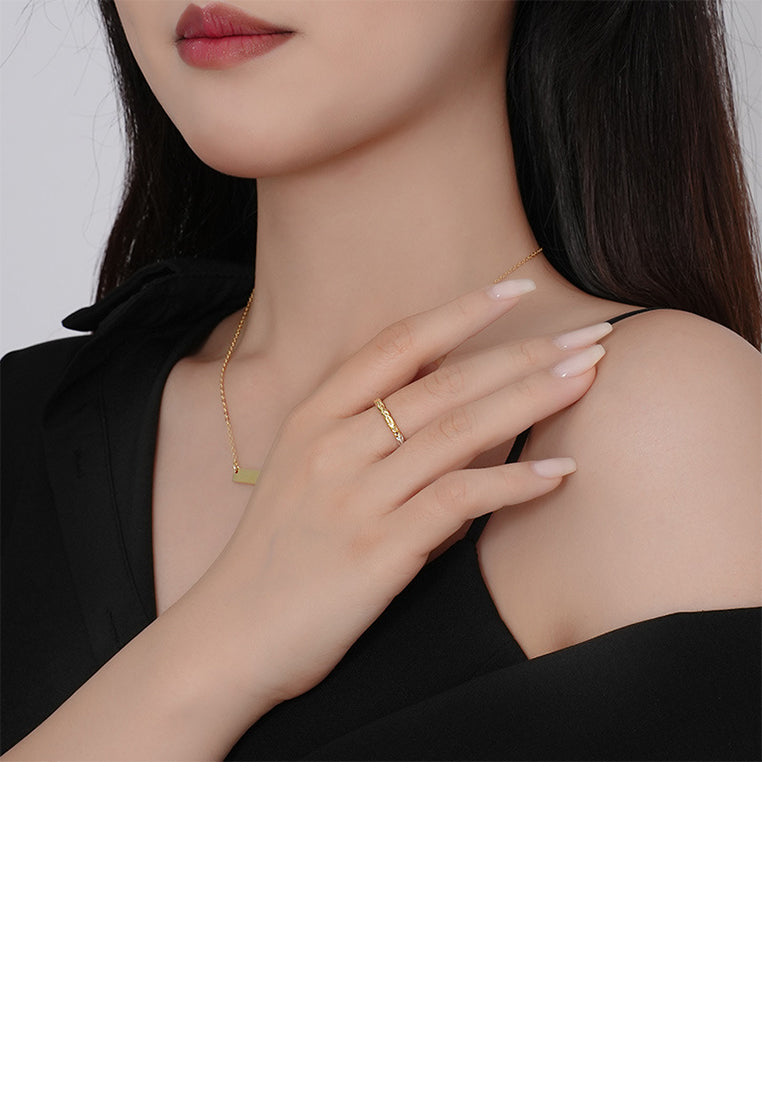 925 Sterling Silver Plated Gold Simple Fashion Irregular Pattern Two-color Geometric Adjustable Open Ring