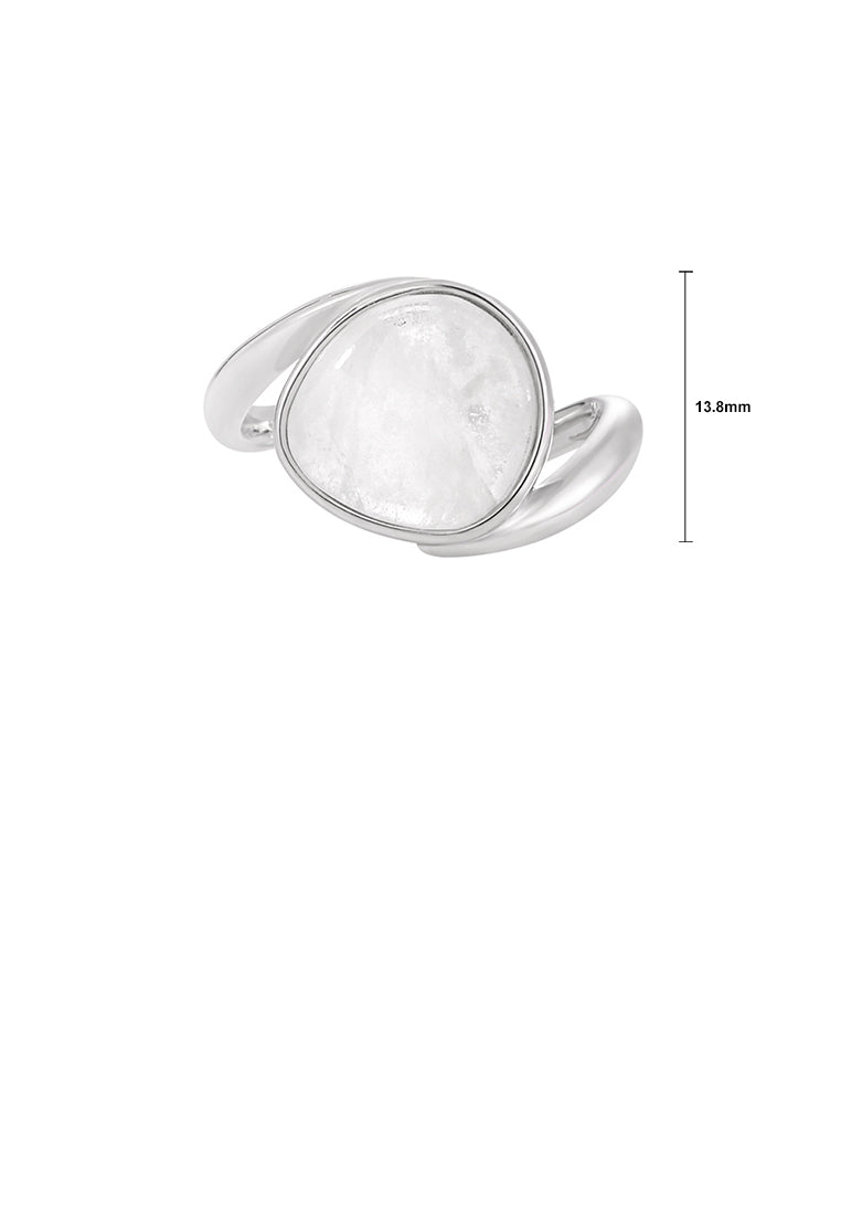 925 Sterling Silver Simple Fashion Geometric White Cubic Zirconia Adjustable Open Ring - Luxurious Look