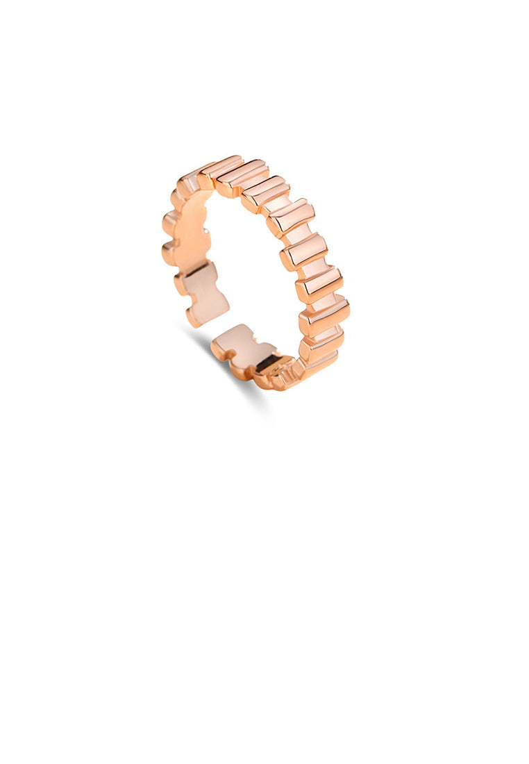 925 Sterling Silver Plated Rose Gold Simple Personalized Irregular Geometric Adjustable Open Ring