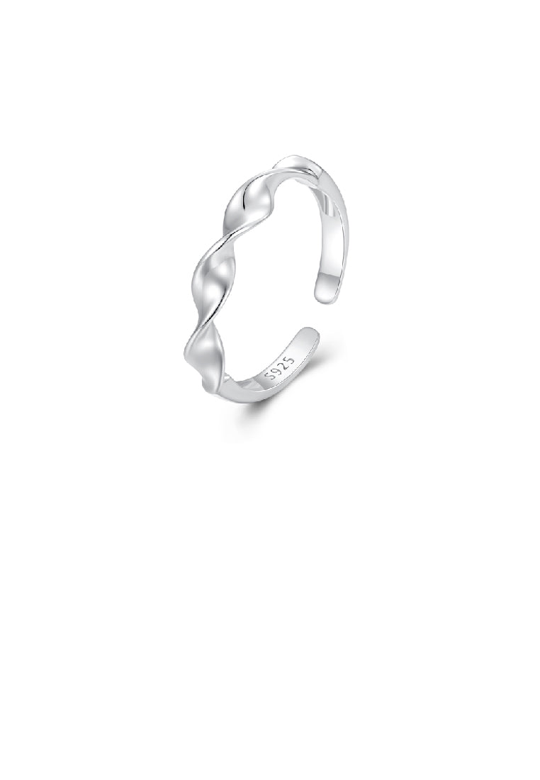 925 Sterling Silver Fashion Simple Twisted Geometric Adjustable Open Ring