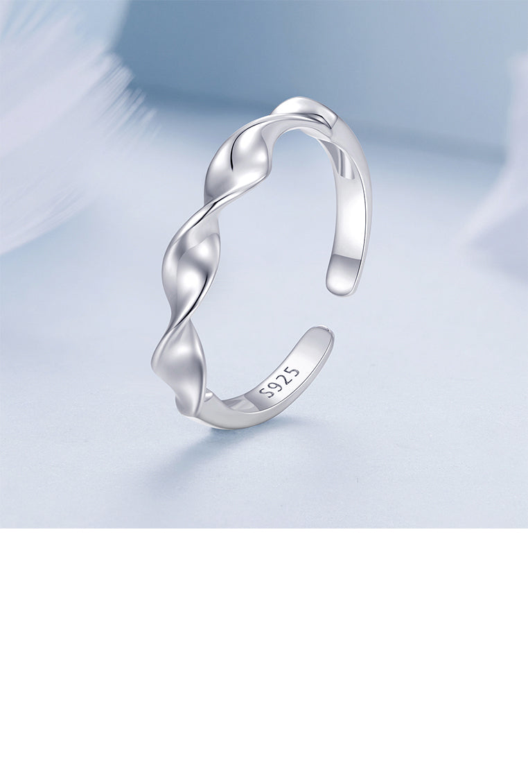 925 Sterling Silver Fashion Simple Twisted Geometric Adjustable Open Ring