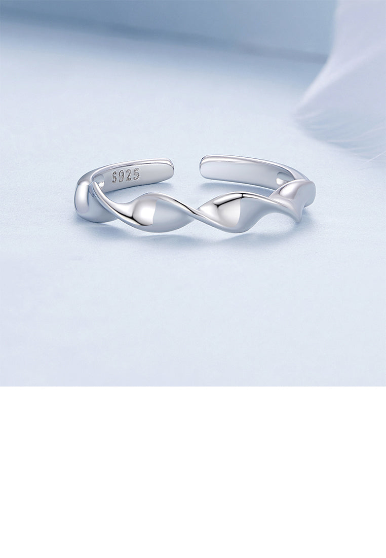 925 Sterling Silver Fashion Simple Twisted Geometric Adjustable Open Ring