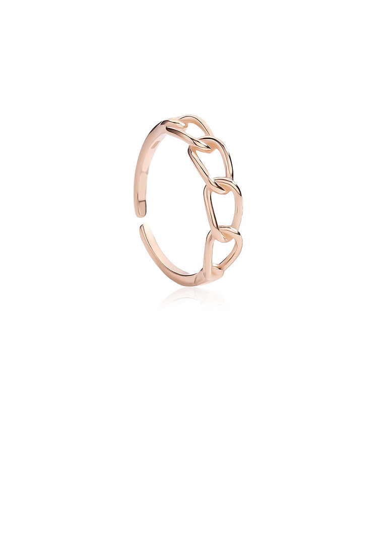 925 Sterling Silver Plated Rose Gold Simple Personalized Twist Geometric Adjustable Open Ring