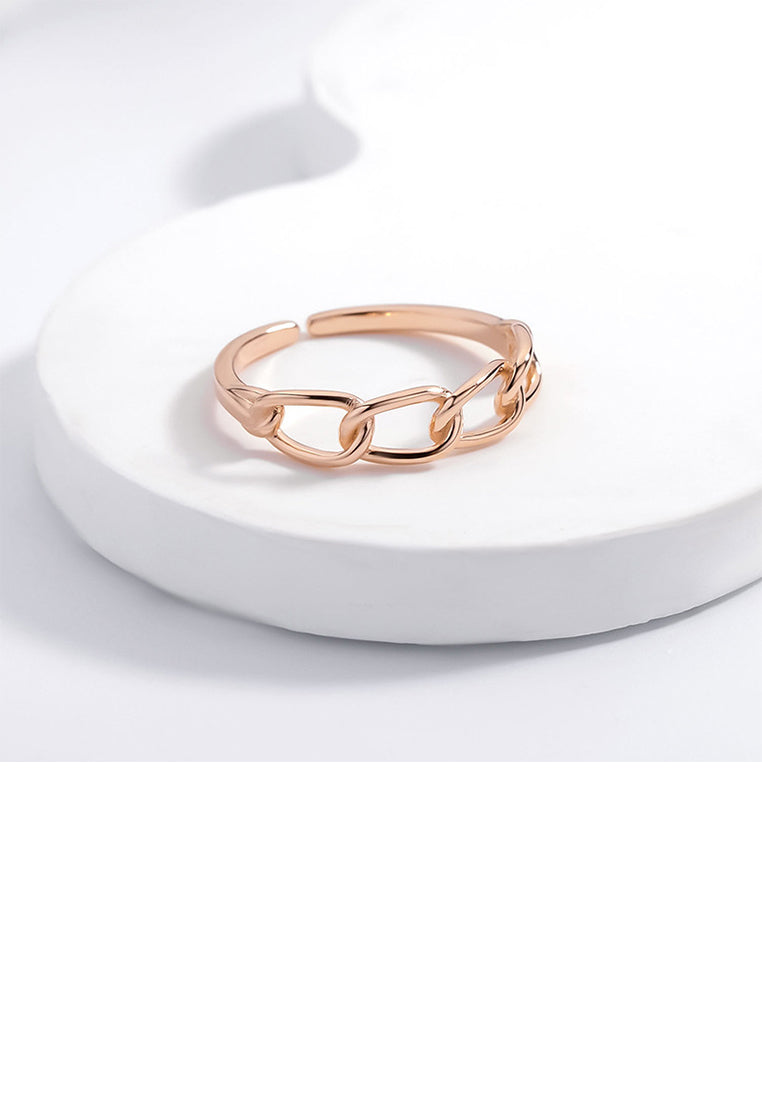 925 Sterling Silver Plated Rose Gold Simple Personalized Twist Geometric Adjustable Open Ring