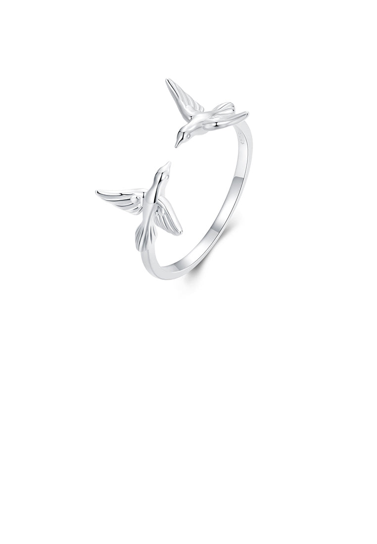 925 Sterling Silver Fashion Simple Bird Adjustable Open Ring